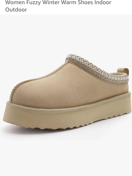 Shoes - Women’s Fuzzy Winter Slip-On Clog- Sand